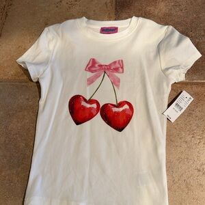 Edikted White Tee with Red Cherry and Pink Bow (PAC Sun)